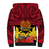 Papua New Guinea Sherpa Hoodie Bird Of Paradise Mix Polynesian Pattern - Wonder Print Shop