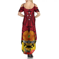 Papua New Guinea Summer Maxi Dress Bird Of Paradise Mix Polynesian Pattern - Wonder Print Shop