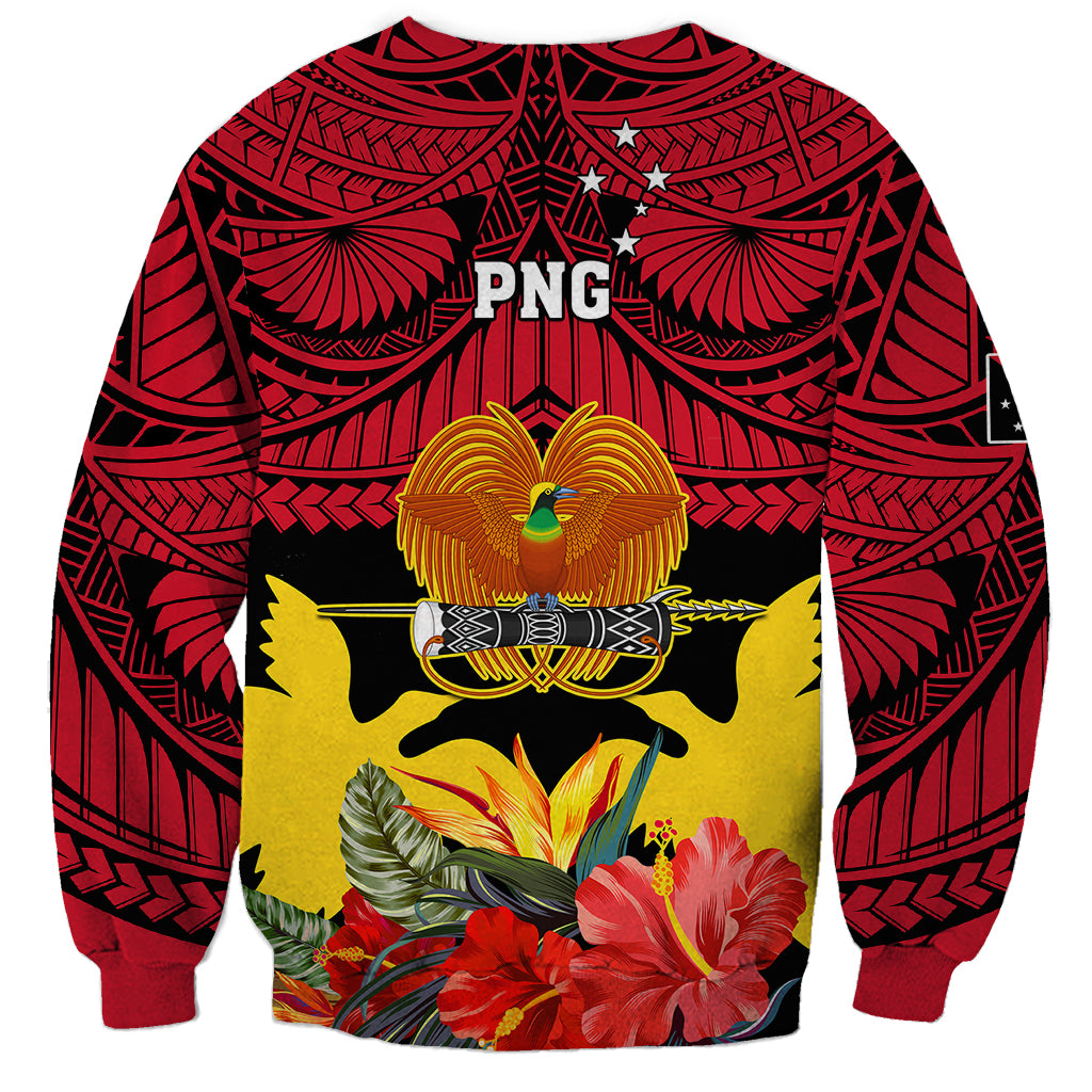 Papua New Guinea Sweatshirt Bird Of Paradise Mix Polynesian Pattern - Wonder Print Shop