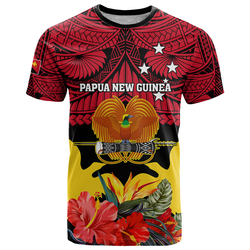 Papua New Guinea T Shirt Bird Of Paradise Mix Polynesian Pattern - Wonder Print Shop
