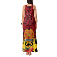 Papua New Guinea Tank Maxi Dress Bird Of Paradise Mix Polynesian Pattern - Wonder Print Shop