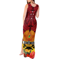 Papua New Guinea Tank Maxi Dress Bird Of Paradise Mix Polynesian Pattern - Wonder Print Shop