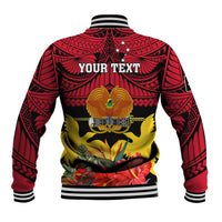 Personalised Papua New Guinea Baseball Jacket Bird Of Paradise Mix Polynesian Pattern - Wonder Print Shop