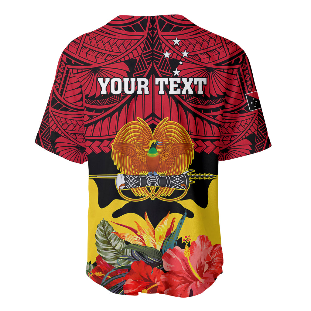 Personalised Papua New Guinea Baseball Jersey Bird Of Paradise Mix Polynesian Pattern - Wonder Print Shop