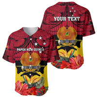 Personalised Papua New Guinea Baseball Jersey Bird Of Paradise Mix Polynesian Pattern - Wonder Print Shop