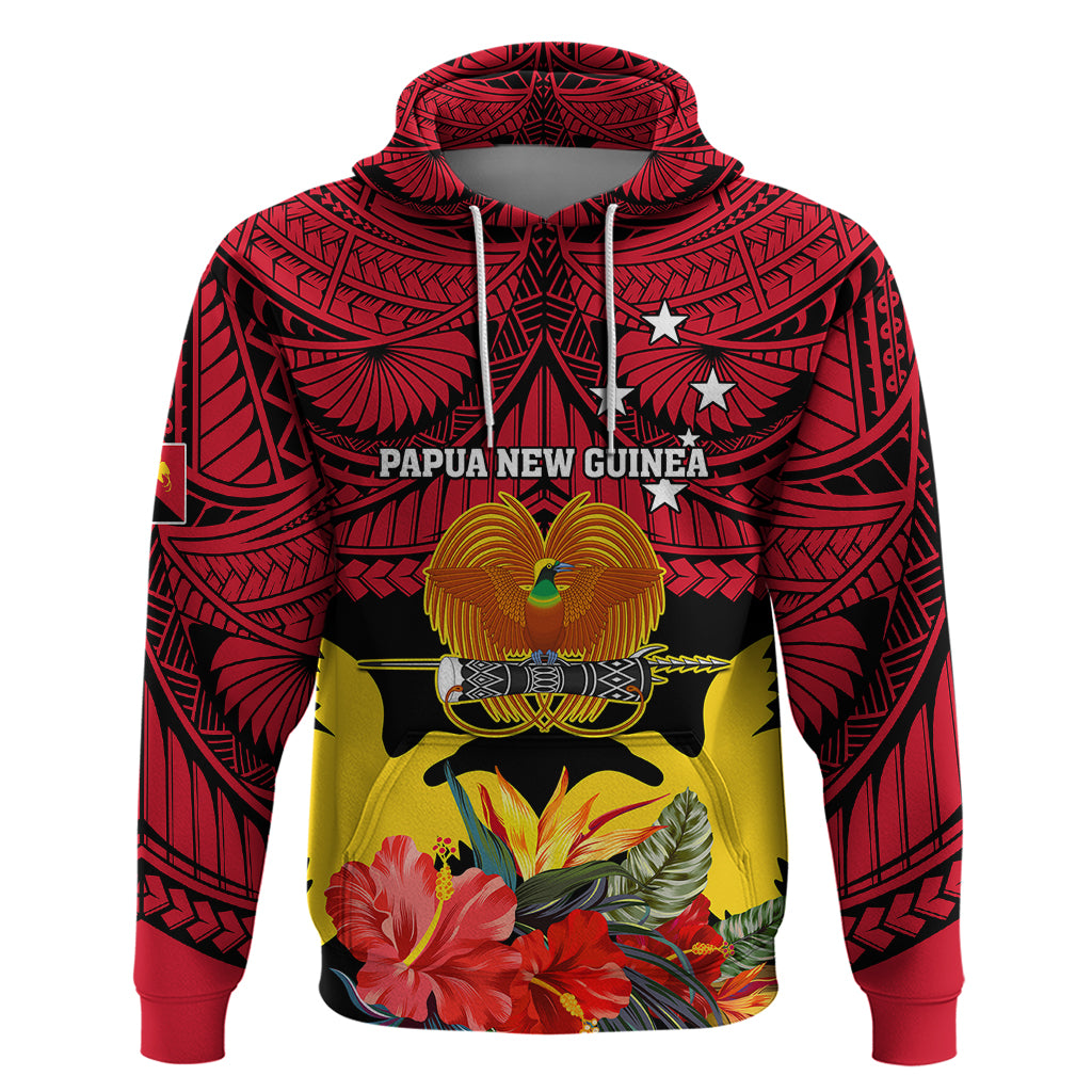 Personalised Papua New Guinea Hoodie Bird Of Paradise Mix Polynesian Pattern - Wonder Print Shop