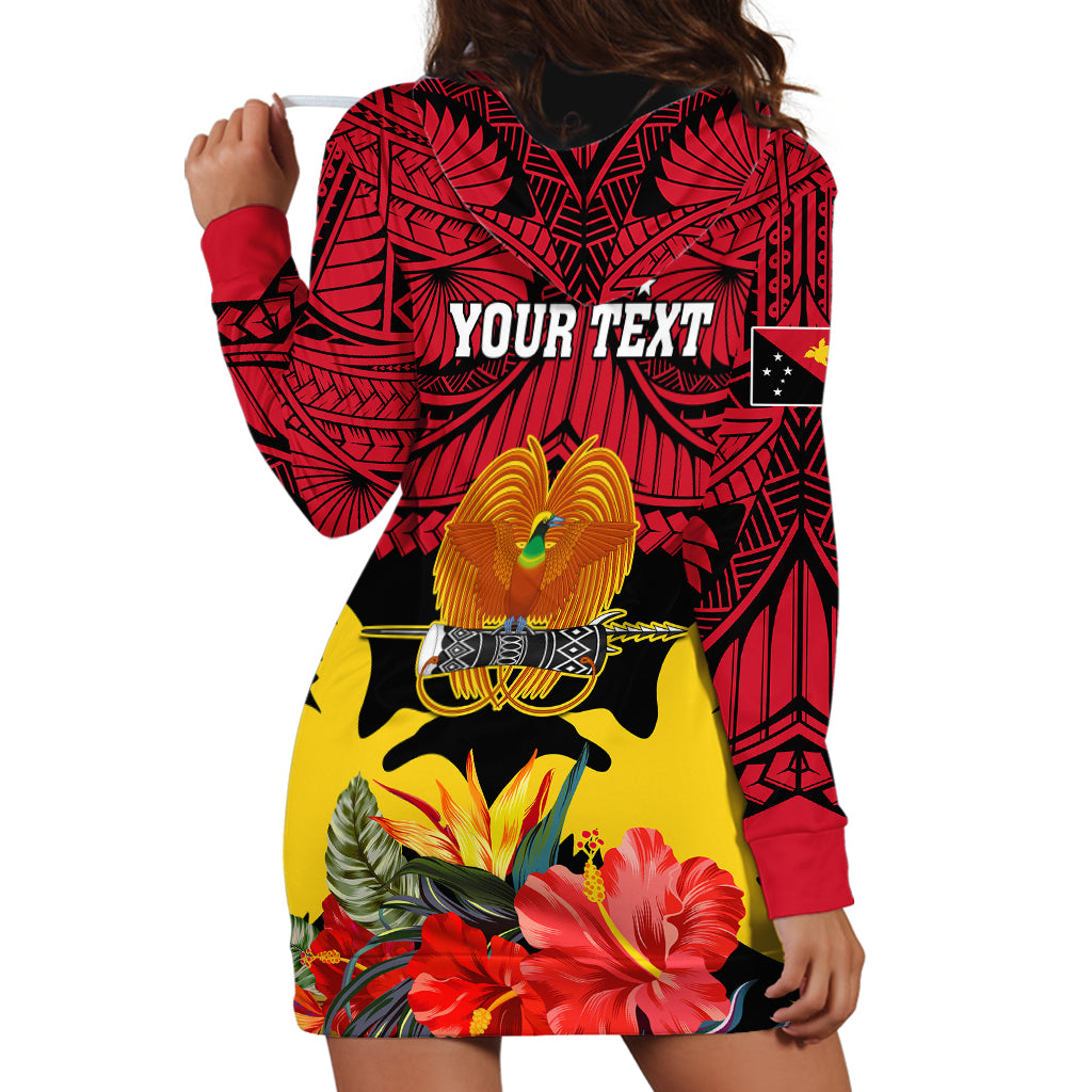 Personalised Papua New Guinea Hoodie Dress Bird Of Paradise Mix Polynesian Pattern - Wonder Print Shop