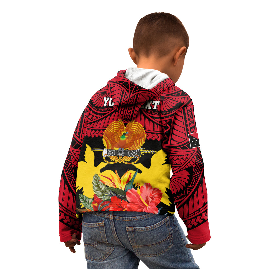 Personalised Papua New Guinea Kid Hoodie Bird Of Paradise Mix Polynesian Pattern - Wonder Print Shop