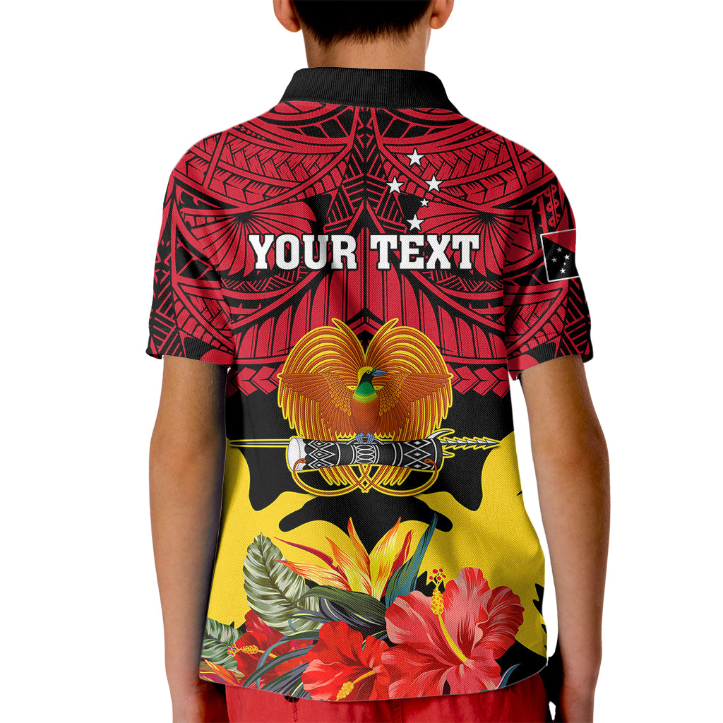 Personalised Papua New Guinea Kid Polo Shirt Bird Of Paradise Mix Polynesian Pattern - Wonder Print Shop