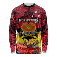 Personalised Papua New Guinea Long Sleeve Shirt Bird Of Paradise Mix Polynesian Pattern LT01