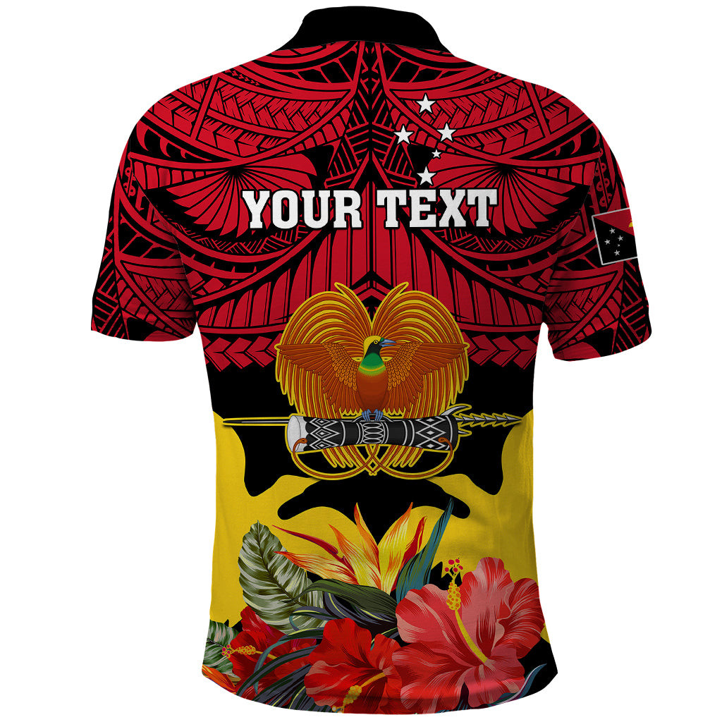 Personalised Papua New Guinea Polo Shirt Bird Of Paradise Mix Polynesian Pattern - Wonder Print Shop