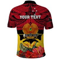 Personalised Papua New Guinea Polo Shirt Bird Of Paradise Mix Polynesian Pattern - Wonder Print Shop