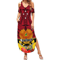 Personalised Papua New Guinea Summer Maxi Dress Bird Of Paradise Mix Polynesian Pattern - Wonder Print Shop
