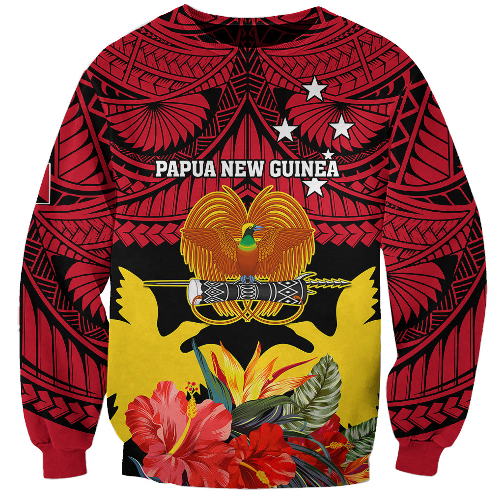 Personalised Papua New Guinea Sweatshirt Bird Of Paradise Mix Polynesian Pattern - Wonder Print Shop