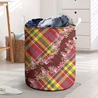 Happy Jounen Kweyol Laundry Basket Madras Pattern Roses Stylized