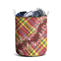 Happy Jounen Kweyol Laundry Basket Madras Pattern Roses Stylized