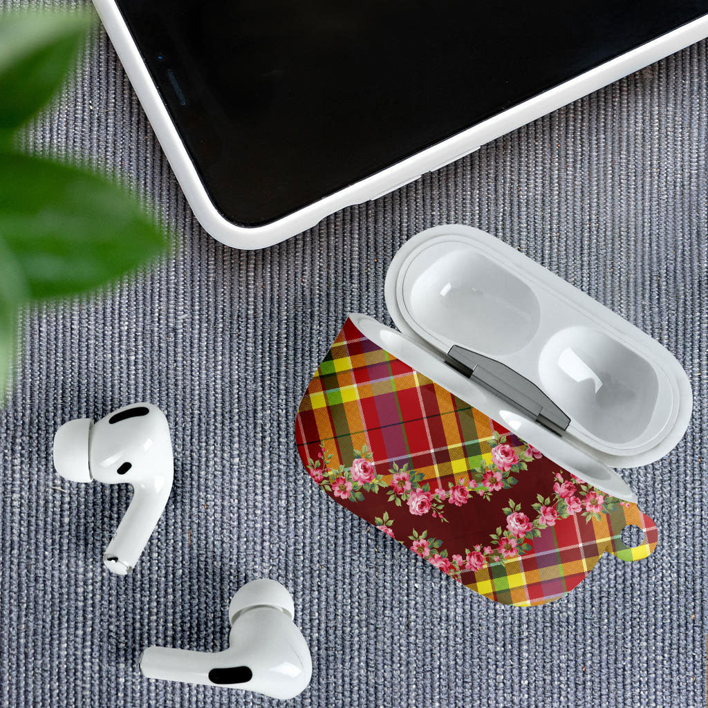 Happy Jounen Kweyol AirPods Case Madras Pattern Roses Stylized