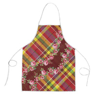 Happy Jounen Kweyol Apron Madras Pattern Roses Stylized