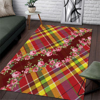 Happy Jounen Kweyol Area Rug Madras Pattern Roses Stylized