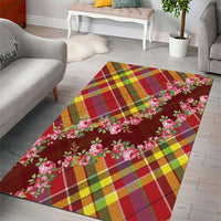 Happy Jounen Kweyol Area Rug Madras Pattern Roses Stylized