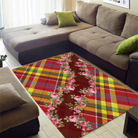 Happy Jounen Kweyol Area Rug Madras Pattern Roses Stylized