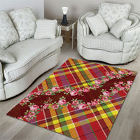 Happy Jounen Kweyol Area Rug Madras Pattern Roses Stylized