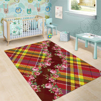 Happy Jounen Kweyol Area Rug Madras Pattern Roses Stylized