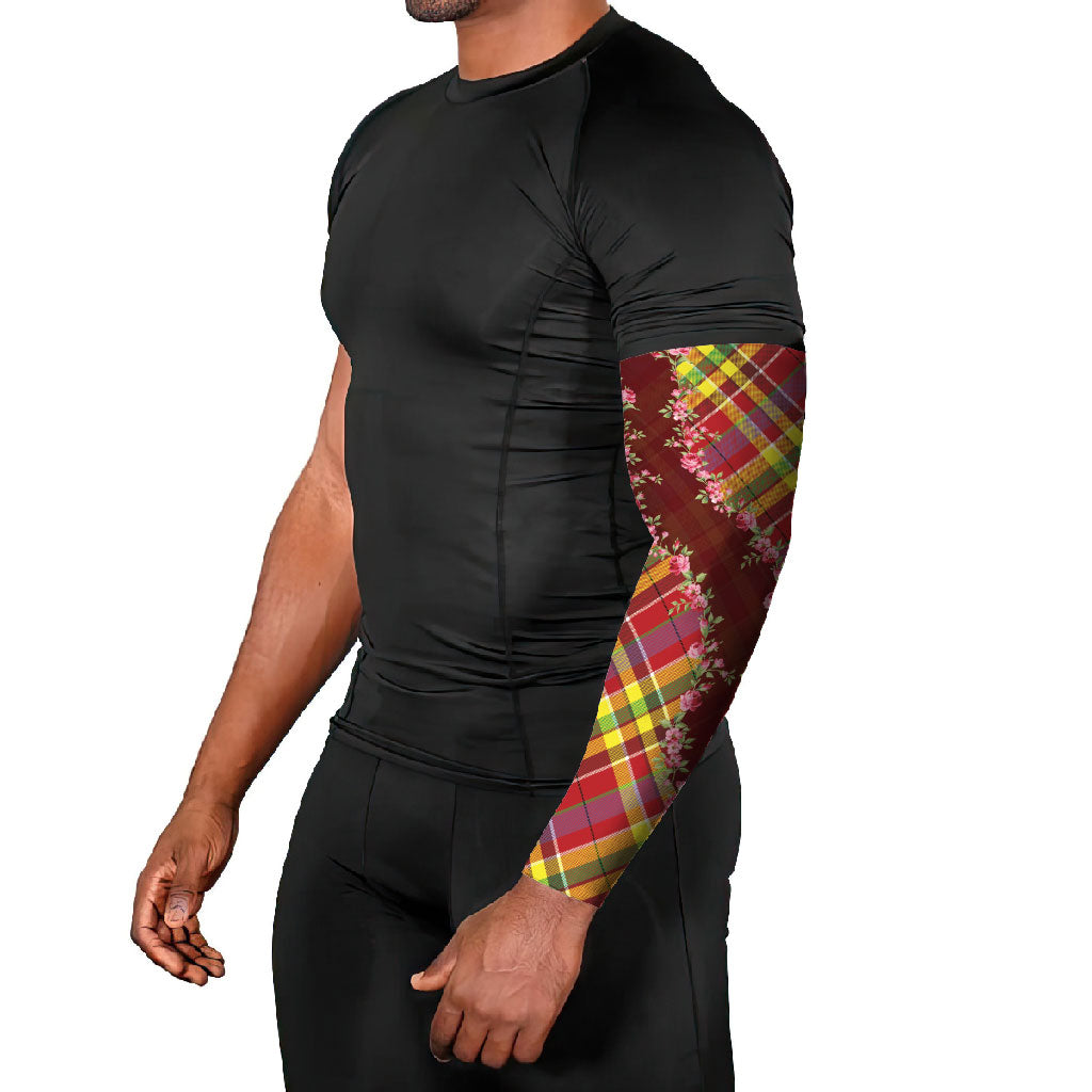Happy Jounen Kweyol Arm Sleeves Madras Pattern Roses Stylized
