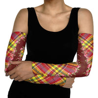 Happy Jounen Kweyol Arm Sleeves Madras Pattern Roses Stylized