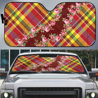 Happy Jounen Kweyol Auto Sun Shade Madras Pattern Roses Stylized