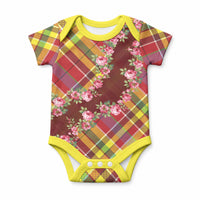 Happy Jounen Kweyol Baby Onesie Madras Pattern Roses Stylized