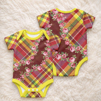 Happy Jounen Kweyol Baby Onesie Madras Pattern Roses Stylized