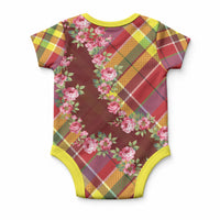 Happy Jounen Kweyol Baby Onesie Madras Pattern Roses Stylized