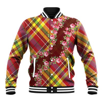 Happy Jounen Kweyol Baseball Jacket Madras Pattern Roses Stylized
