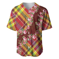 Happy Jounen Kweyol Baseball Jersey Madras Pattern Roses Stylized