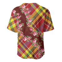 Happy Jounen Kweyol Baseball Jersey Madras Pattern Roses Stylized