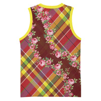 Happy Jounen Kweyol Basketball Jersey Madras Pattern Roses Stylized