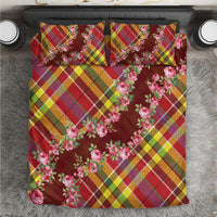 Happy Jounen Kweyol Bedding Set Madras Pattern Roses Stylized
