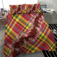 Happy Jounen Kweyol Bedding Set Madras Pattern Roses Stylized