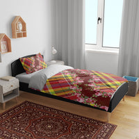 Happy Jounen Kweyol Bedding Set Madras Pattern Roses Stylized