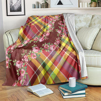 Happy Jounen Kweyol Blanket Madras Pattern Roses Stylized