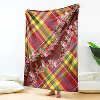 Happy Jounen Kweyol Blanket Madras Pattern Roses Stylized