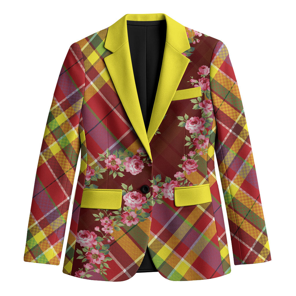 Happy Jounen Kweyol Blazer Madras Pattern Roses Stylized