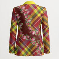 Happy Jounen Kweyol Blazer Madras Pattern Roses Stylized
