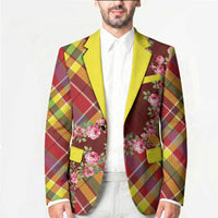 Happy Jounen Kweyol Blazer Madras Pattern Roses Stylized