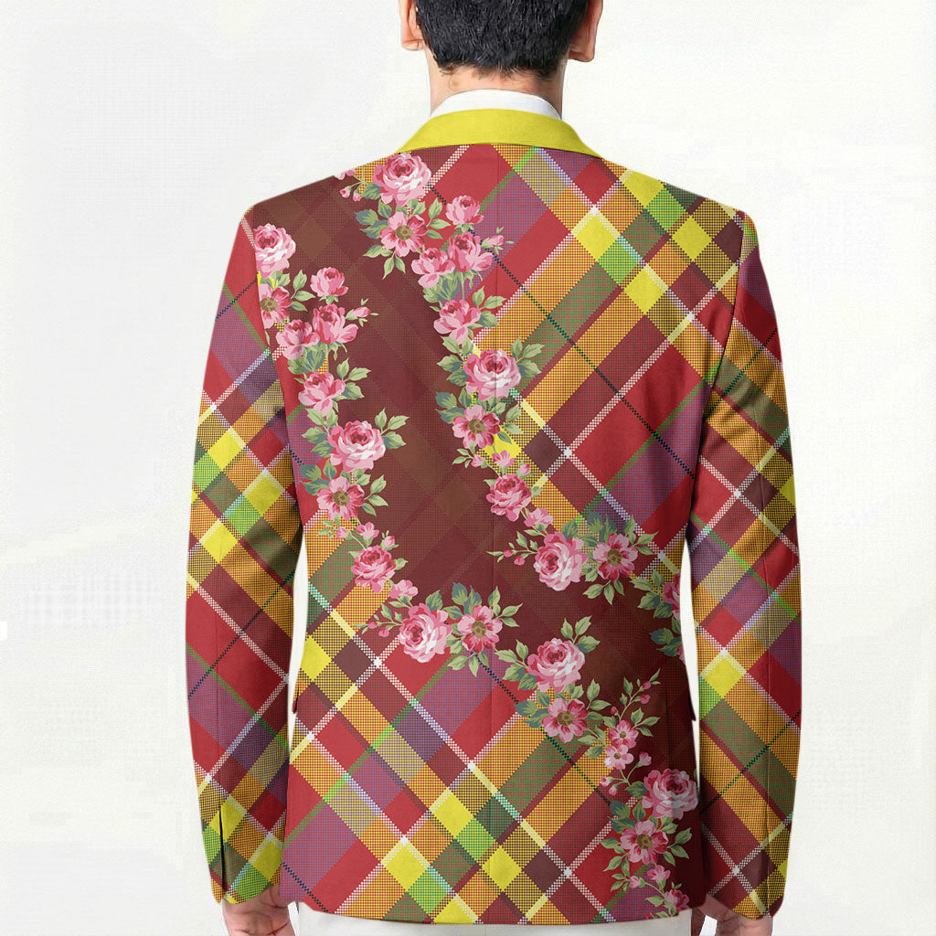Happy Jounen Kweyol Blazer Madras Pattern Roses Stylized