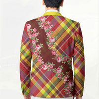 Happy Jounen Kweyol Blazer Madras Pattern Roses Stylized