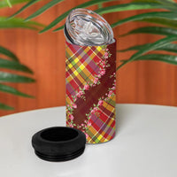Happy Jounen Kweyol 4 in 1 Can Cooler Tumbler Madras Pattern Roses Stylized