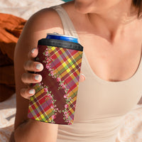 Happy Jounen Kweyol 4 in 1 Can Cooler Tumbler Madras Pattern Roses Stylized