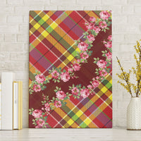Happy Jounen Kweyol Canvas Wall Art Madras Pattern Roses Stylized